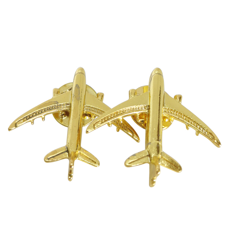 Gold Tone 3D Aircraft Metal Lapel Pin