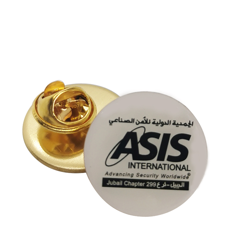 Round ASIS Silk Printed Logo Bronze Brooch Pin