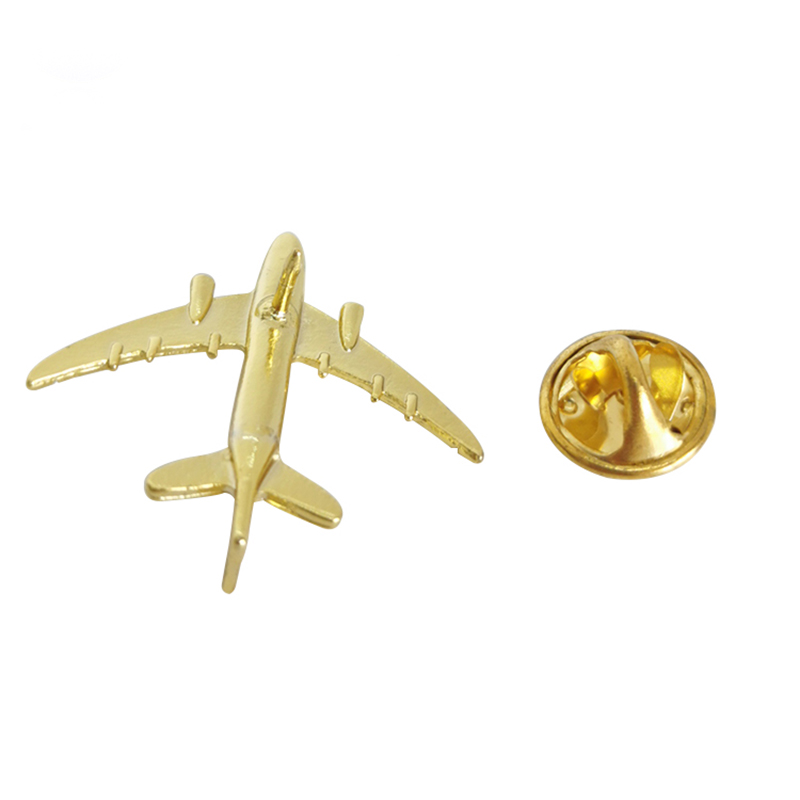 Gold Tone 3D Aircraft Metal Lapel Pin