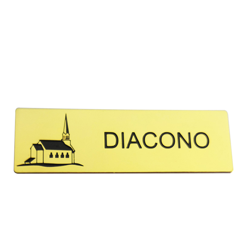 Diacono Logo Staff-name Brass Badge Tags With Safety-Pin 