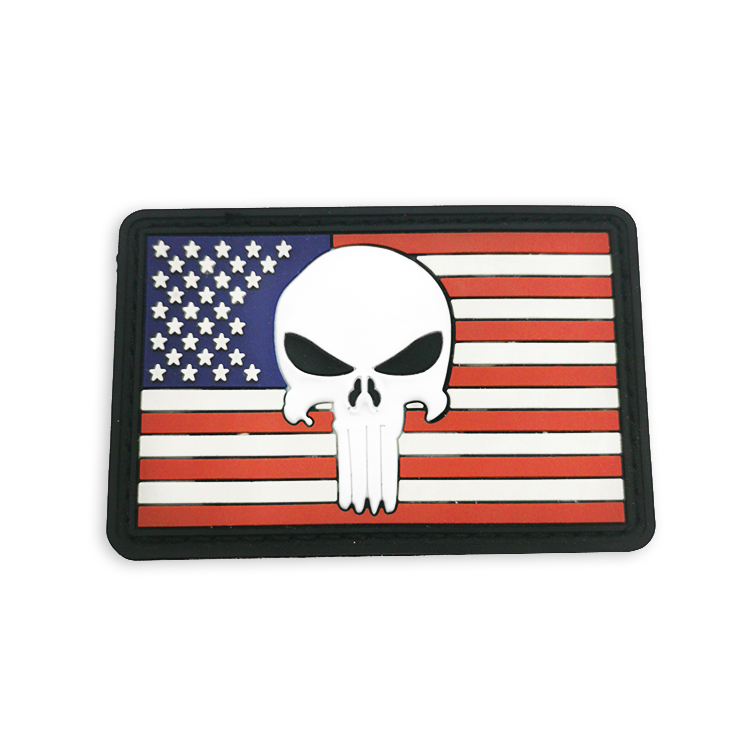 USA American Flag Skull PVC Velcro Patch