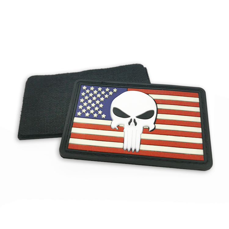 USA American Flag Skull PVC Velcro Patch