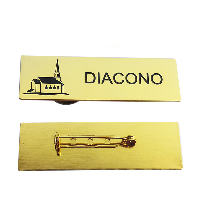 Diacono Logo Staff-name Brass Badge Tags With Safety-Pin 