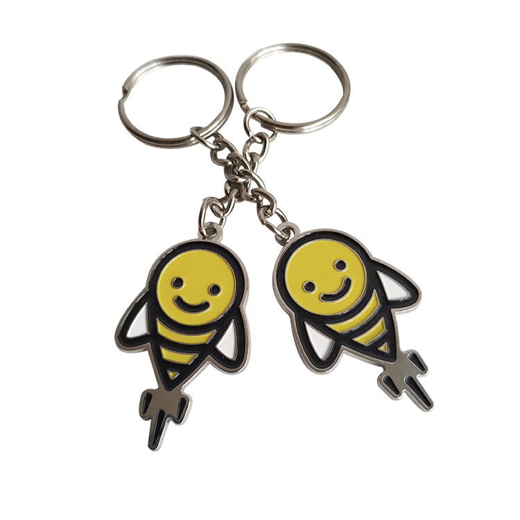 Metal Animal Painted Bee Exquisite Keychain