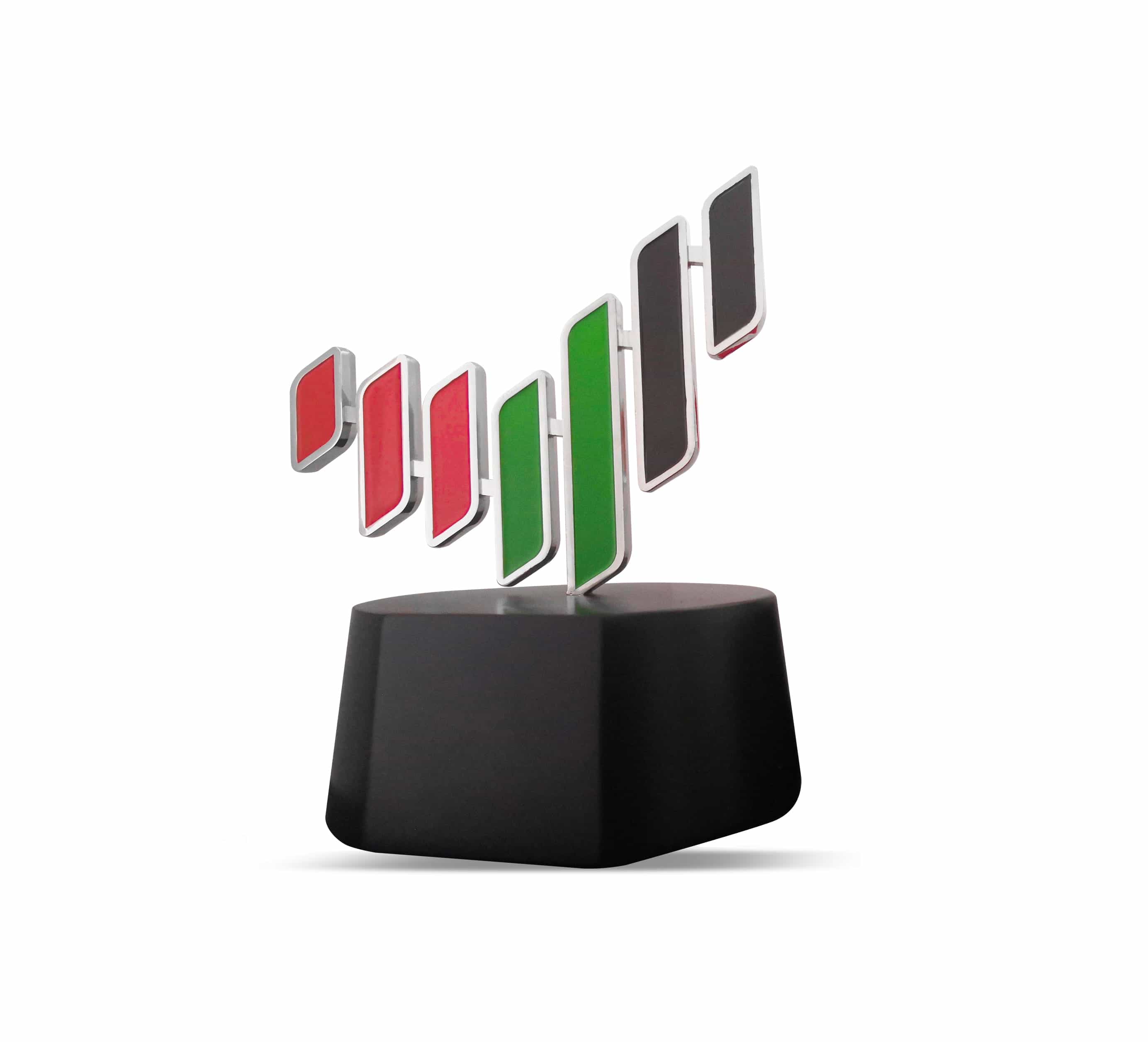 UAE Next 50 Years Award Seven Lines Nation Brand Logo Trophy With Metal Base
