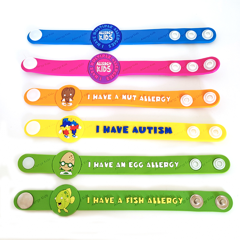 Autism Awareness Embossed Logo Buttons Silicone Kids Bracelet Wristbands
