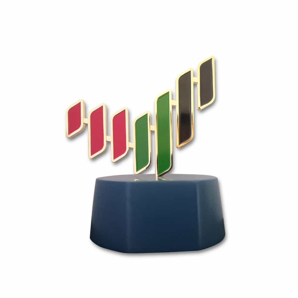 UAE Next 50 Years Award Seven Lines Nation Brand Logo Trophy With Metal Base