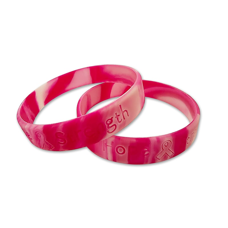Camo Pink Ribbon Camouflage Silicone Bracelets Breast Cancer Awareness