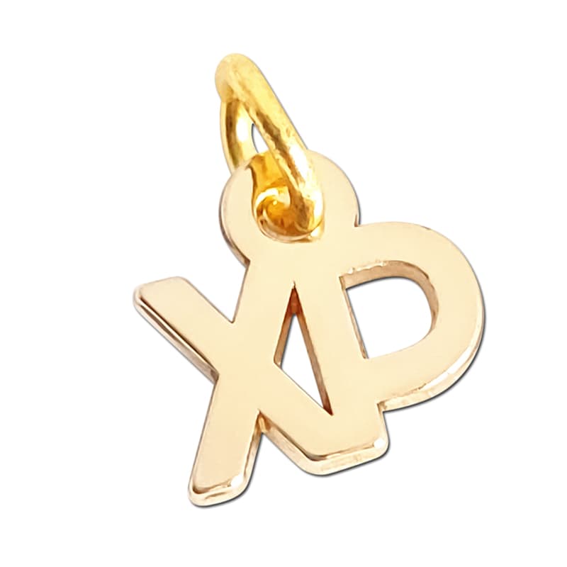 Custom XP Letter Logo Metal Brand Tag Hanging Ornament Keychain