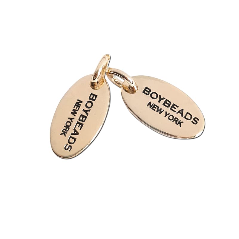 BOYBEADS New York Style Logo Male Mini Elliptical Metal Bead Chain Bracelet Tag