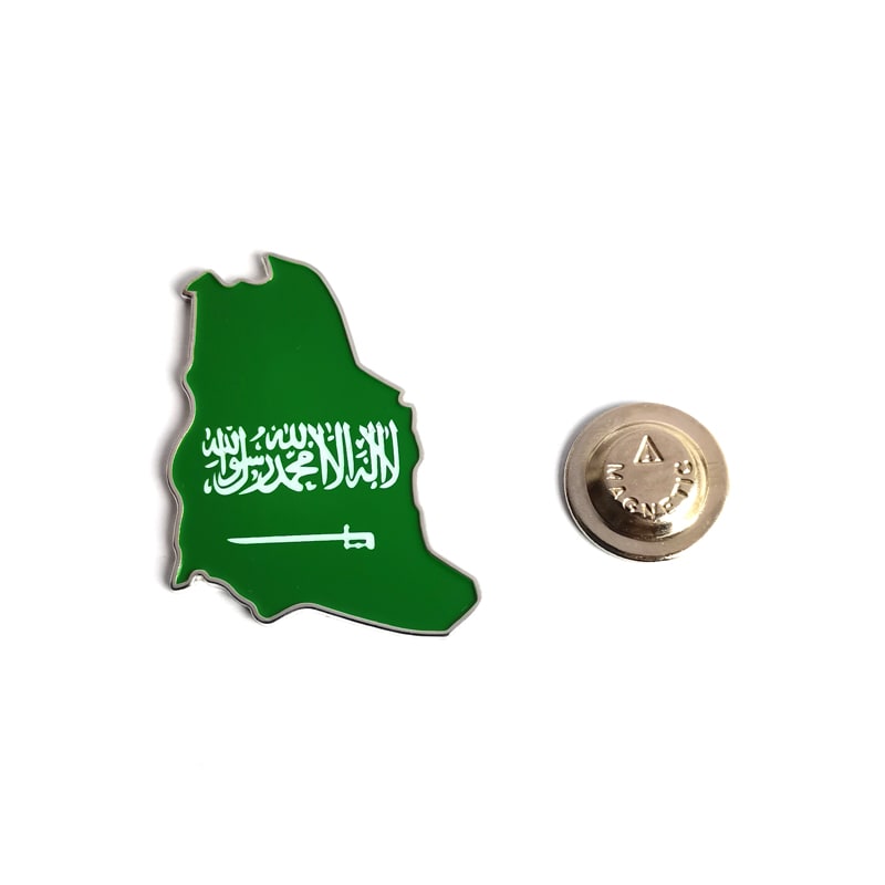 Saudi Arabia National Day Celebration Map Badge Painted Metal Badge