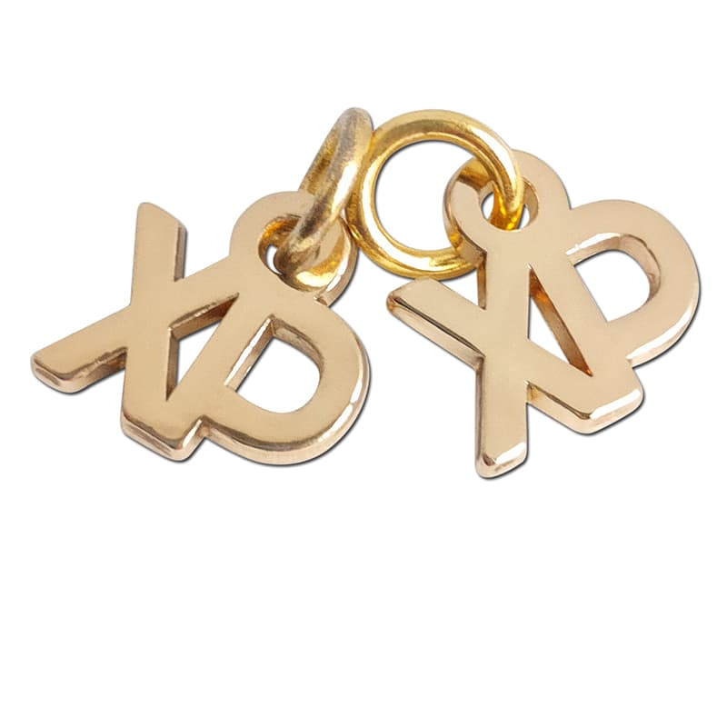Custom XP Letter Logo Metal Brand Tag Hanging Ornament Keychain