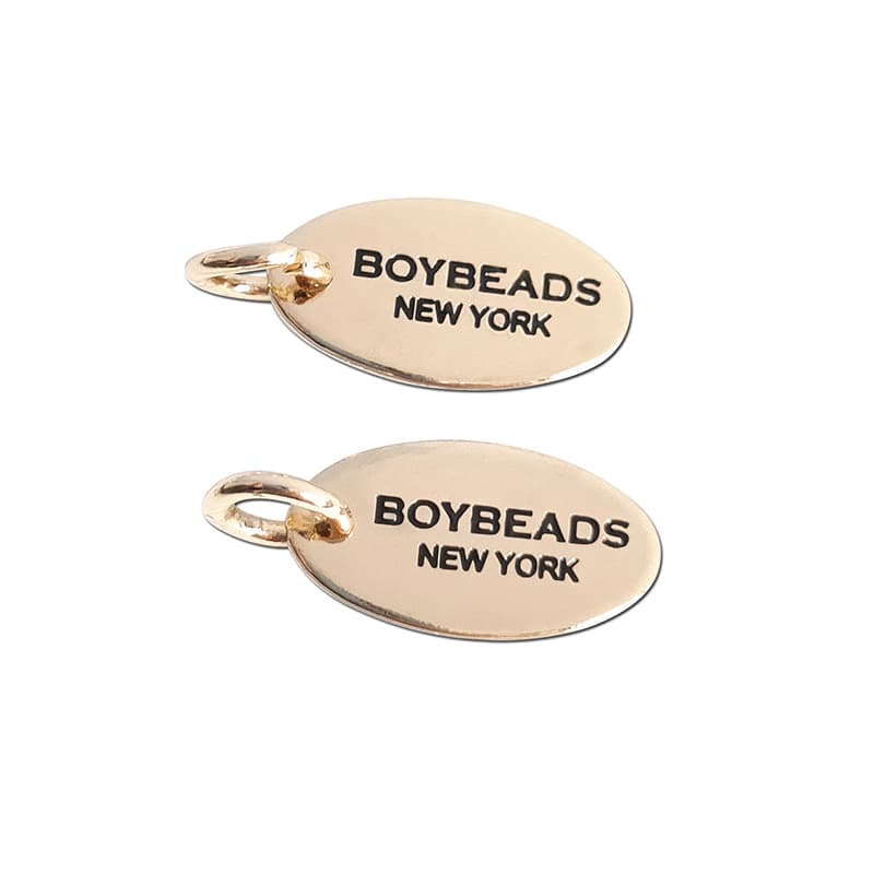 BOYBEADS New York Style Logo Male Mini Elliptical Metal Bead Chain Bracelet Tag