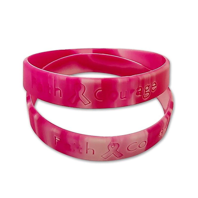 Camo Pink Ribbon Camouflage Silicone Bracelets Breast Cancer Awareness