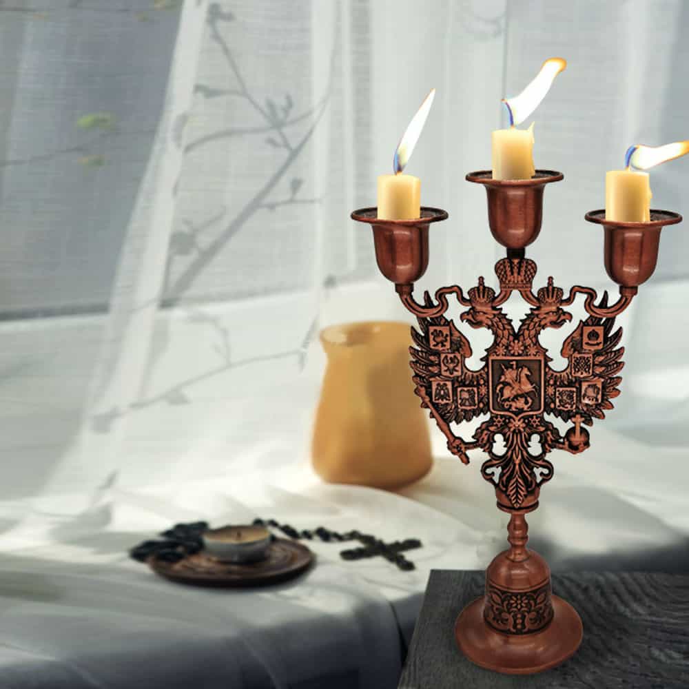Zinc Alloy Die Casted Vintage Plated Hand Polished 3D Logo Stylish Home Decor Candle Holder